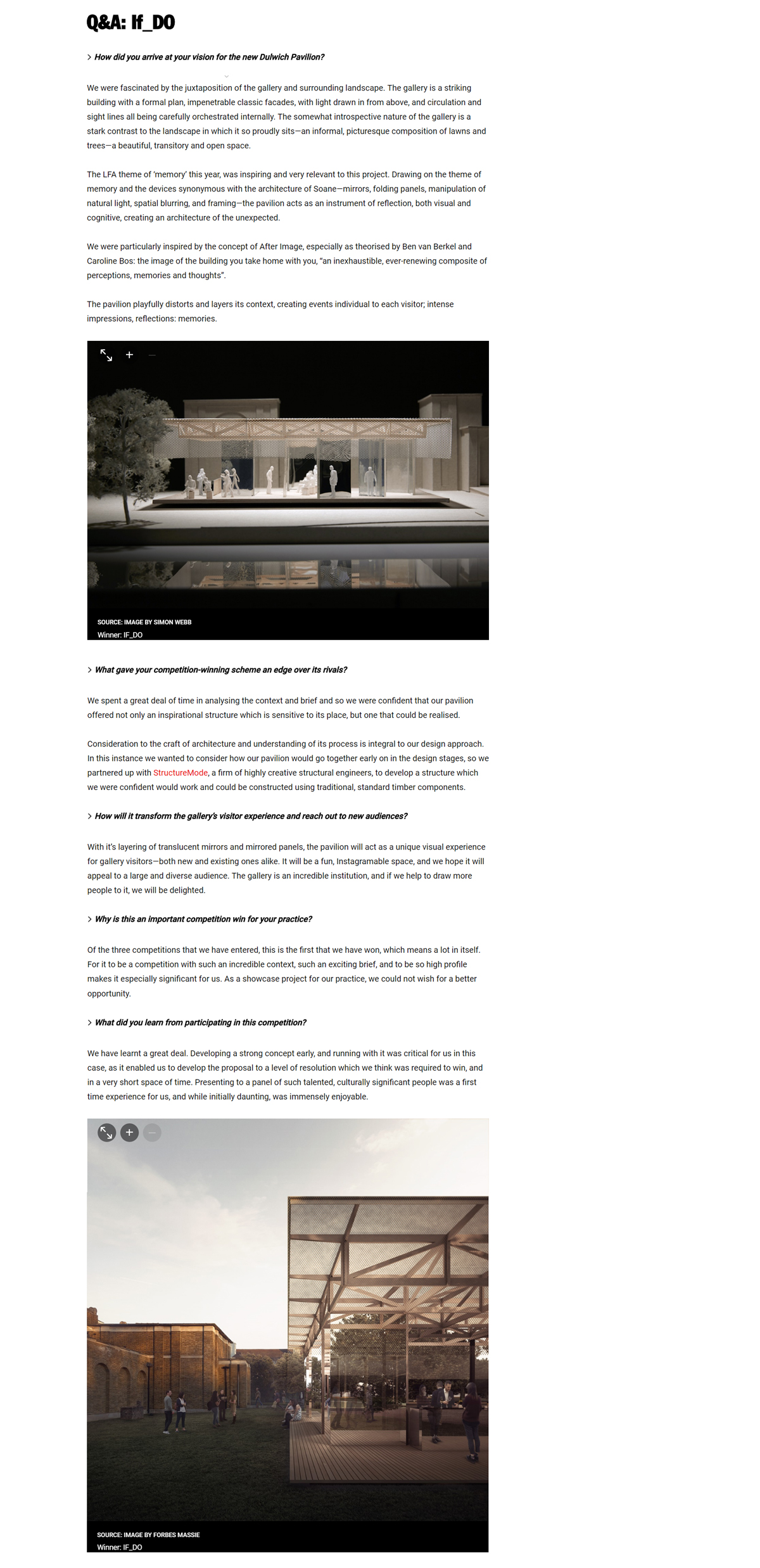lightweight timber roof pavilion competition winner dulwich