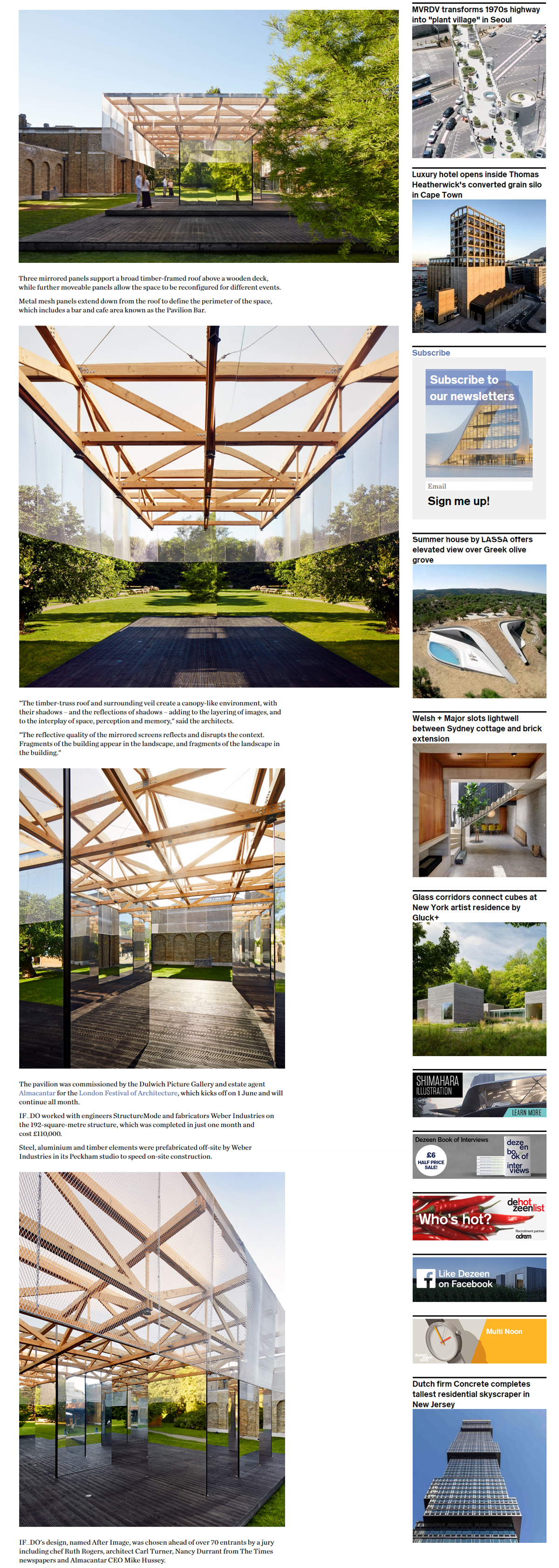 lightweight timber roof pavilion competition winner dulwich