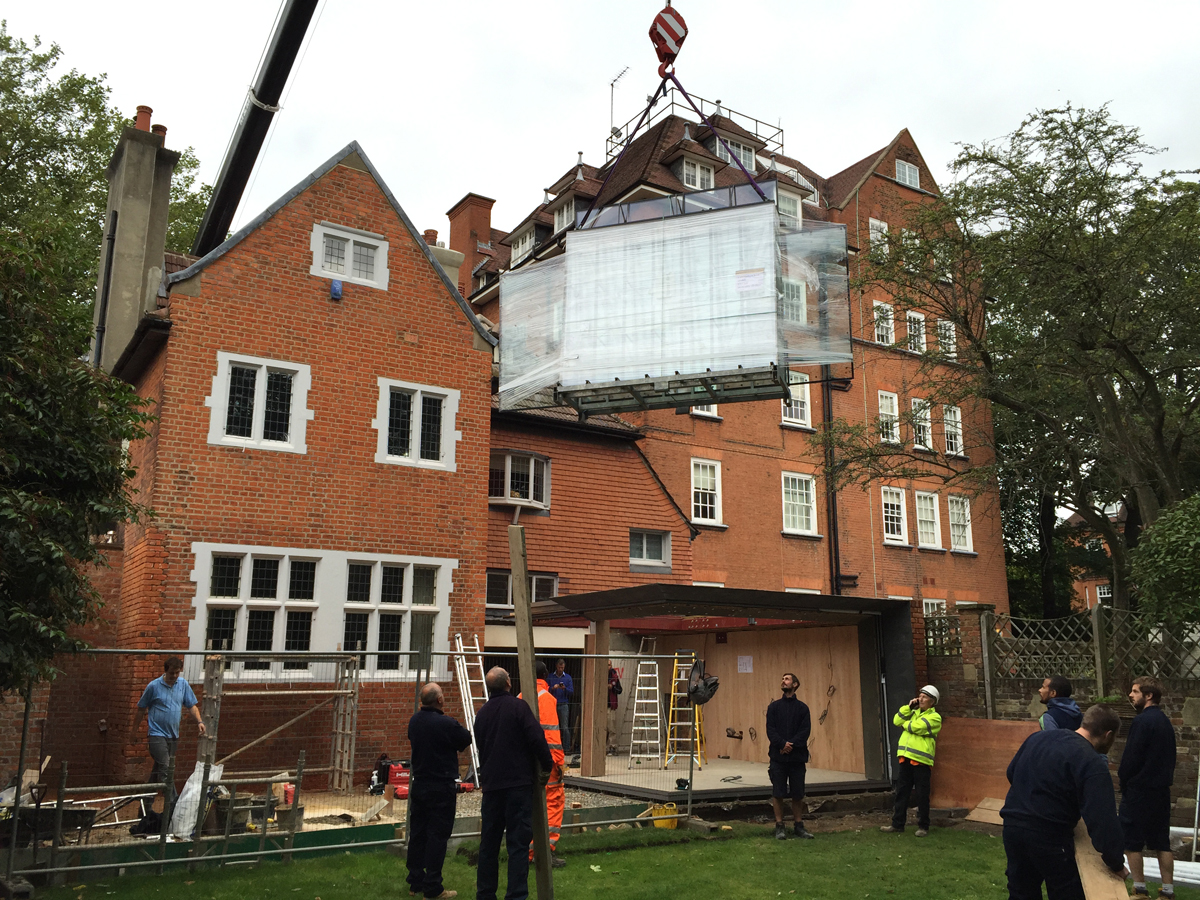 structural glass-extension cantilever roof arts craft house