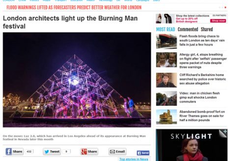 Evening Standard - Luz 2.0, Burning Man Festival